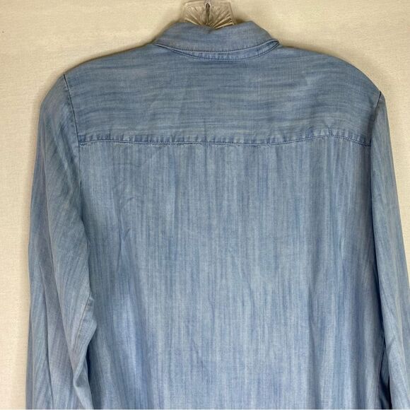 Foxcroft Dress Women’s Blue Chambray Button Down Shirt Pockets 100% Tencel 8 - Picture 8 of 11